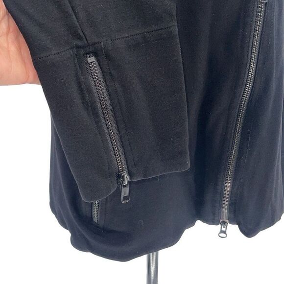 Eileen‎ Fisher Womens Asymmetrical Zip Jersey Knit Biker Moto Jacket Black Large - Picture 5 of 9